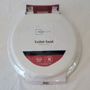 Mainstays White Round Toilet Seat with Hinges